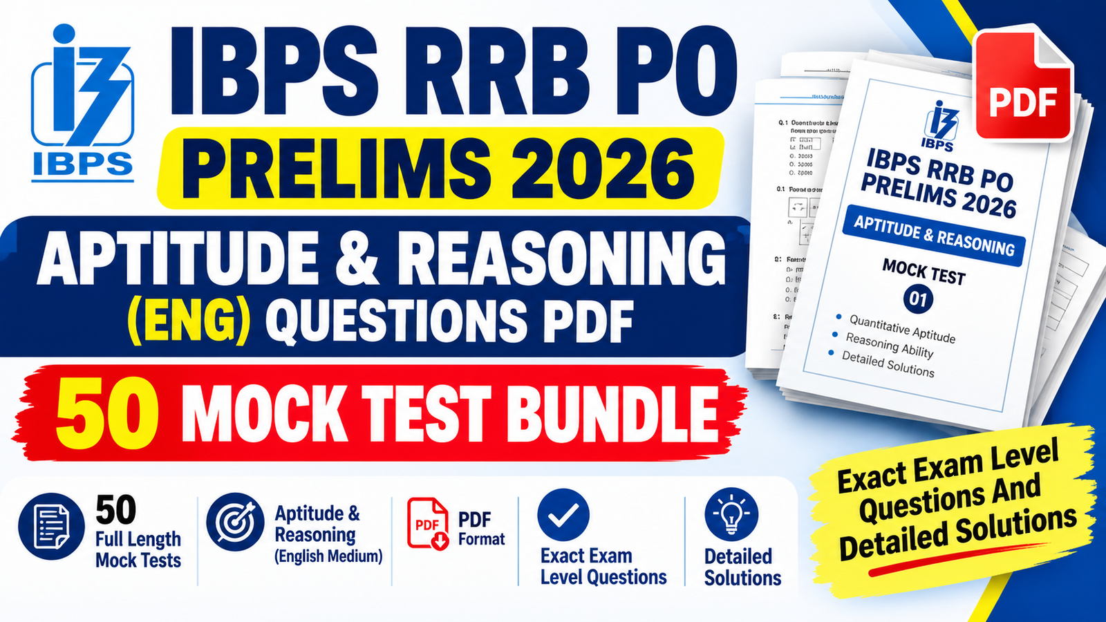 हिंदी IBPS RRB PO Prelims 2026 Aptitude & Reasoning (Eng) Questions PDF हिंदी